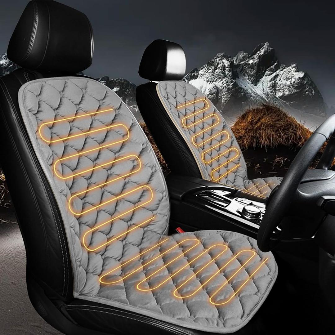 Driver and Passenger Car Seat Cushion Comfortable Seat Cover for Cars Trucks SUV Van Full Back and Seat Cushion-Gray