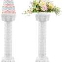 Colingmill 2 Pcs Wedding Roman Column Greek Pillars Stand Plastic Wedding Pillars Columns for Ceremony Flowers Plant Holder for Ceremony Event Party (Round Hollowed,38.58 x 10.63 Inches)