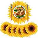 Sinmoe 100 Pack Disposable Paper Placemats Bulk 13 Inch Paper Charger Place Mat Party Charger Plates Table Place Mats for Dinner Wedding Birthday Baby Shower Spring Dining Tableware(Sunflower)