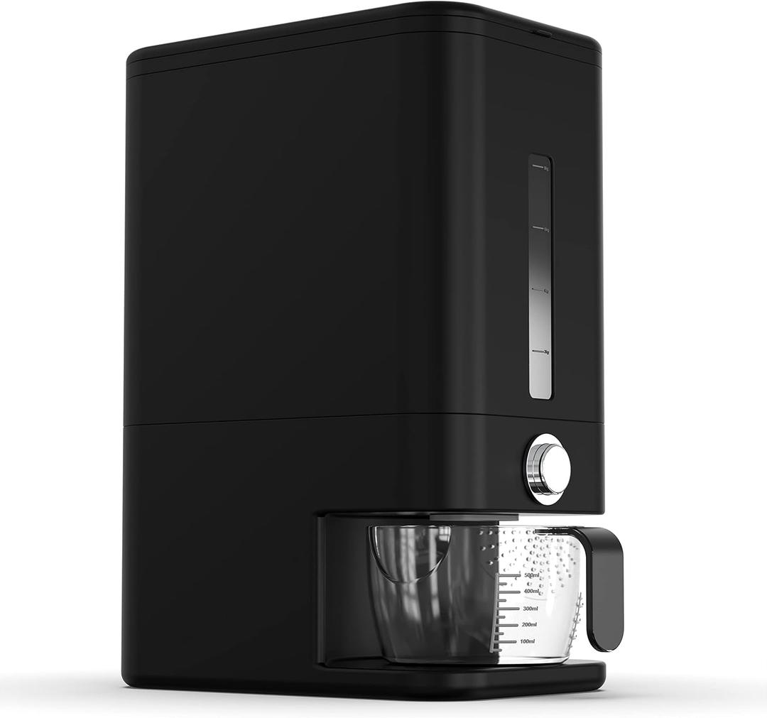 25lb Rice Dispenser - Air Tight Grain & Rice Container With Easy To Use Dispensing, Measuring Cup, & Sponge - Black Design Grain Storage Container