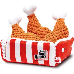 Pawty Dog Toys - PAWTY Fried Chicken Interactive Dog Toy - Snuffle Nosework Puzzle with Squeaker - Pet Stress Relief Game - Hide Treat Food Puzzle - Medium Dog - Durable Cute Dog Gifts