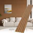 WPC Slat Wall Paneling,8-Pack 3D WPC Wood Wall Panels,Acoustic Wall Panels for Interior Wall Decor,Living Room,Bedroom,Golden Oak,95 x 6 in