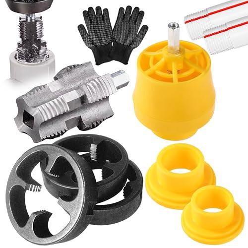 Electric Drill Compatible Pvc Pipe Threader Kit with Various Die Sizes, Pvc Pipe Threader Kit, Pvc Threader Set (Internal+ External)