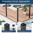 42" T-Drilled Corner Cable Railing Post, Three-Side Holes Stainless Steel T304 Corner Rail Post, Upgraded Black One-Post Corner Solution, Wire Metal Post for Indoor Outdoor Corner Railing