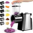 Anatole Electric Cheese Grater Stainless Steel Vegetable Shredder 6 Blades 250W Large Inlet Outlet BPA-Free 110V