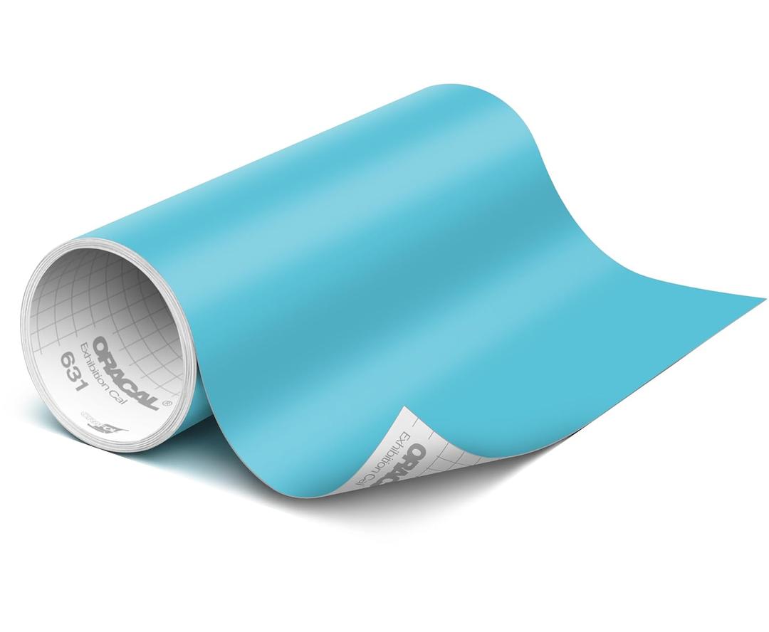 ORACAL 631 Matte Geyser Blue Vinyl Durable Roll Easy to Weed Permanent Adhesive Craft Vinyl for Plotting Machines, Decals & DIY Projects 12” x 10ft