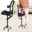 Hands Free Crutch, Pain Free Knee Aluminum Under Arm Crutch for Adults, Non-Slip Assistive Device Walking with Adjustable Leg Support, Load Capacity Up to 330 lbs (Black)