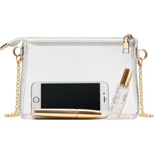 Clear Purse for Women - Stadium Approved Small Crossbody Bag with Zipper, Clear Stadium Bag for Concerts, Sports (White)