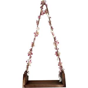 TOOYFUL Wooden Swings Seats for Newborn Boys Girls Photography Props, with Flower Ropes Hanging Swing Seat for Baby Memorable Photo Shooting-Coffee
