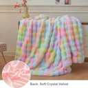 LIFEREVO Fluffy Faux Rabbit Fur Bubble Blanket, Tie Dye Plush Shaggy Throw Couch Sofa, Cozy Comfy Furry Big Bed Blanket Adults Kids Girls, Aesthetic Fuzzy Throw for Bedroom Living Room, 60x80, Rainbow