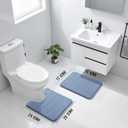 Yimobra U-Shaped Toilet Bath Mat Set 2 Piece - Soft Absorbent Quick Dry Memory Foam Bathroom Rugs, Machine Washable Non Slip Floor Carpet for Tub Shower & Single Sink (17x24 & 24x20, Denim Blue)