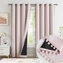 Jubilantex Blush Pink Blackout Curtains Nursery Curtains Blackout Window Treatments 95" Long Grommet Top 2 Panels for Girls Kids Bedroom, 52" Wide (01# Pom / Pink)