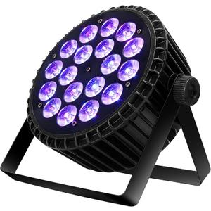 SHEHDS LED Stage Par Lights LED 18X18W DJ Stage Lights RGBWA+UV 6in1 Wash/Strobe Effect DMX512 Control Sound Activated Aluminum Alloy Shell Uplighting Lights for Concerts Family Party- Pack of 1