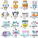 16 Pcs Pharmacy Badge Reel Funny Pharmacy Technician Gifts Retractable Nurse Badge Reel for Doctors Nurses Week Gift RN Medical Assistant CNA Supplies