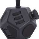 Mini Fidget Toys, Cool Black 12 Sided Fidgets Toy Cubes for Kids Adults with Anxiety ADHD Autism and Relief Stress (Pure Black)