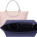D.DUO Purse Organizer, Multi-Pocket Felt Handbag Organizer, Folding Tote Bag organizer insert for Insert Wallet Organizer Suitable for Longchamp (Dark Blue, Large)