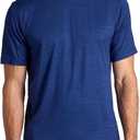 Gaiam Men's Everyday Basic Crewneck Top, Standard Fit, Stretch Midweight Material (Blue, M)