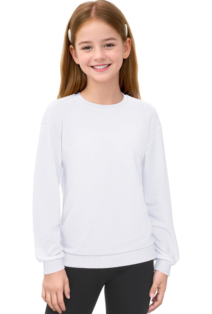 Girls 2 SweatshirtsKids Crewneck Long Sleeve Shirts Casual Pullover Tops Size 11-12 Y