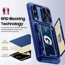 GooseBox for Samsung Galaxy S25 Edge Case Wallet with RFID [Cards Holder][Camera Cover][Edge Raised] Full Body Shockproof Silicone Protective Phone Case for Galaxy S25 Edge 2025 (Blue)