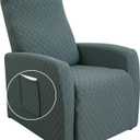 SearchI Recliner Chair Cover Jacquard Chair Covers 4 Piece, Small Recliner Sofa Slipcover for Home Theater Seating with Elastic Bottom, Recliner Protector with Pocket for Recliners,Sage Green