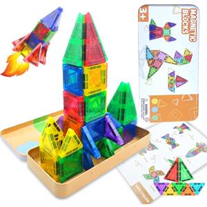 Mini Magnetic Tiles Travel Magnetic Tiles, 26 PCS Magnetic Building Blocks Set with Strongest Magnets, Travel Toys Christmas Toy Gift Ages 3-5 5-7 4-8 Boys and Girls