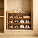 4-Tier Shoe Rack Bamboo Shoe Organizer Free Standing Shoe Storage for Entryway, Closet, Hallway, Bathroom and Living Room, Natural