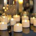 Homemory 48-Pack Novelty Flickering Flameless Tea Lights Candles, 200+Hours Battery-Operated LED Fake Candles for Wedding Table Centerpieces,Proposal,Anniversary, White Base, 1.5'' H1.3''