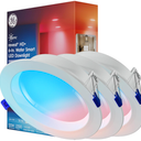 GE Cync Reveal HD+ Smart LED Wafer Downlight, Color Changing LED Light, Works with Alexa and Google Home, Matter Compatible, No Recessed Lighting Housing Required, Ceiling Lights, 6 Inch (3 Pack)