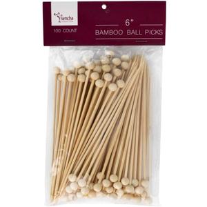 Ball End Bamboo Picks 6 Inch, 2400-Count Bulk Case, 24 Packs x 100, Decorative Appetizer Picks and Cocktail Skewers for Sliders, Sandwiches, Charcuterie and Catering