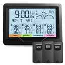 Weather Station Wireless Indoor Outdoor Thermometer Digital Atomic Clock with Multiple Sensors, Temperature and Humidity Monitor, Weather Thermometer for Forecast Stations with Backlight