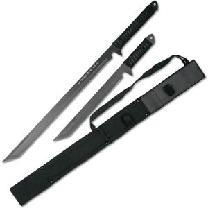 BladesUSA HK-1067 Twin Ninja Swords, Black, 18-Inch and 26-Inch Lengths