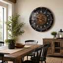 HOIBAI Large Wall Clock for Living Room Decor 36 Inch,Vintage Wood Black