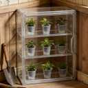 Mini Greenhouse for Indoor, Clear Stackable Green House with Magnetic Waterproof Door for Small Plants, 14x10.5x5.5