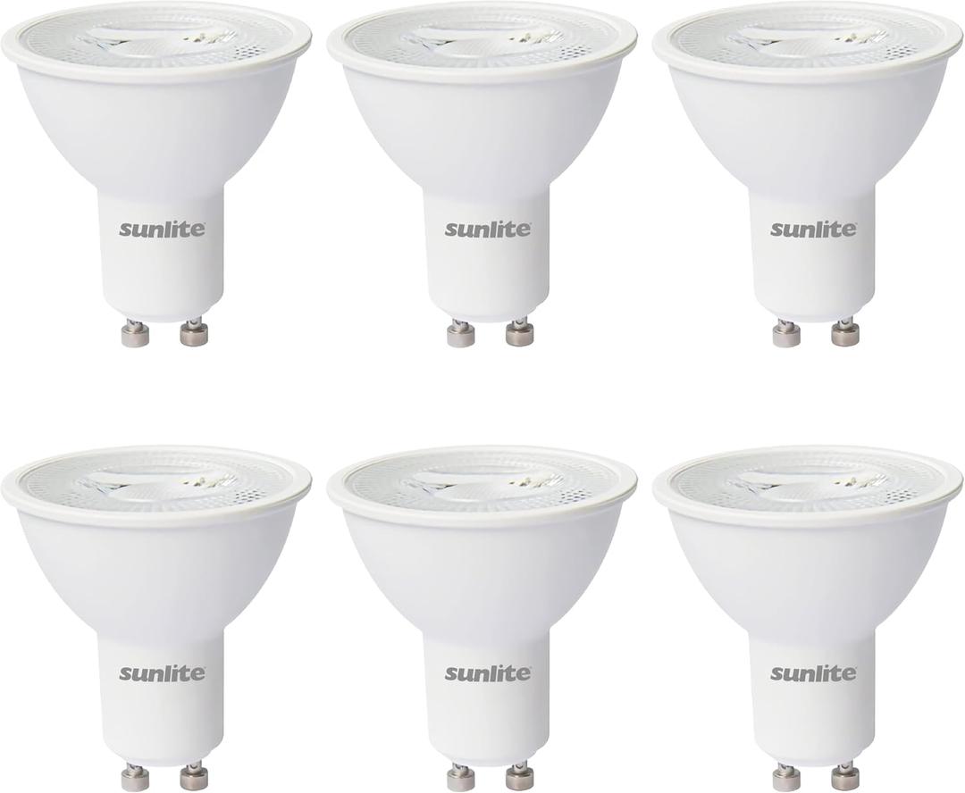 Sunlite 40358 LED MR16 Reflector Spotlight Bulb, 7 Watts (50W Halogen Bulb Replacement) 120 Volt, 550 Lumen, 35 Flood Beam, GU10 Base, Dimmable, ETL Listed, 6500K Daylight, 6 Count