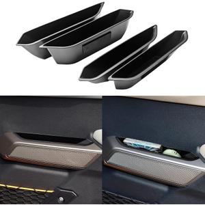 Door Handle Storage Organizer Compatible with Ford Bronco 2021 2022 2023 2024 Interior Accessories, 4 Doors Side Handle Front And Rear Inserts Pocket Tray, Black (Not for 2 Door & Bronco Sport)