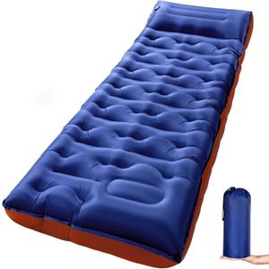 KASBAH Camping Sleeping Pad,Extra Wide 6 inch Thick Inflatable Sleeping Pads with Built-in Foot Pump and Pillow,Ultralight Camping Mat Gear for Outdoor Hiking,Camping (Sky Blue)