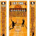 Basketball Party Decorations 3Pcs Let The Madness Begin Door Banner Basketball Porch Sign for Indoor Outdoor Madness Basketball Party Supplies