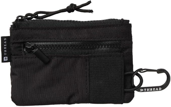 Thread Wallets Pouch Wallet – Compact Zip Wallet with Clear ID Window, Coin & Card Pockets, and Key Stash – Lightweight Rip-Stop Travel Wallet for Men & Women (Black)