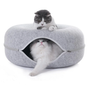 Large Cat Tunnel Bed for Indoor Cats  Scratch Resistant Donut Cat Bed, Up to 30 Lbs (L 24x24x11, Light Grey)