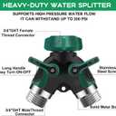 Hose Splitter 2 Way, 3/4" Garden Water Hose Splitter with Comfort Rubber Long Handle, Faucet Splitter, Y Heavy Duty Metal Connector with 2 Kink Free Faucet Extension Hose Protector