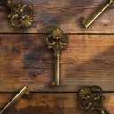 9 x KY-5 Antique Brass Plated Universal Skeleton Key (2 PCS) - Reproduction Key Replacement for Antique, Vintage & Modern Furnitures and Locks