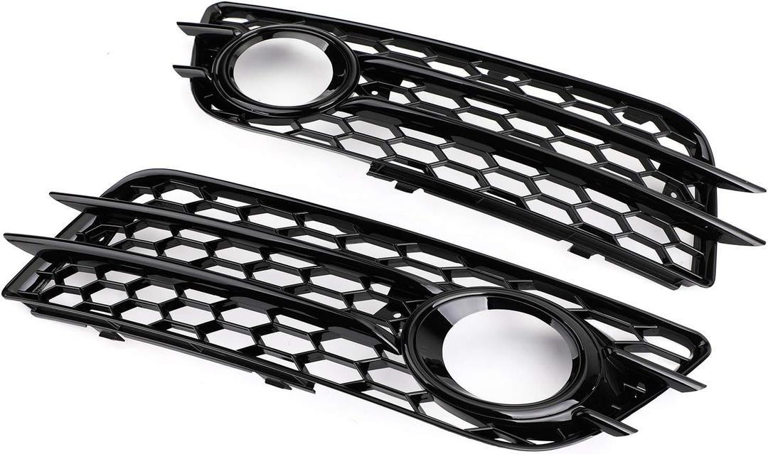Topteng Honeycomb Style Fog Light Grill Bumper for Audi A4 S-LINE (8K2, B8) 2008 2009 2010 2011 2012 Sport Version, for Audi S4 08-12 Sport Version
