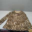 Sulozom Womens Long Sleeve Shirts Crewneck Leopard Printed Tops for Women Casual Dressy Blouses Tee Basic Tops, Size: S