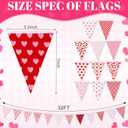 Bememo 33ft Triangle Bunting Banner, Valentine's Day Bunting Cotton Fabric Flags Pennant Garlands for Galentine's Day Birthday Wedding Baby Shower Home Outdoor Garden Decorations