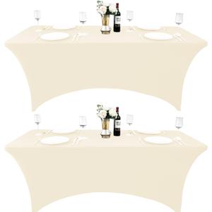 2-Pack 6ft Spandex Table Covers for Rectangle Standard Folding Tables - Wrinkle Resistant Stretch Tablecloths - Ultimate Fitted Table Protector for Parties, Trade Shows, Banquet