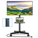 Rfiver Mobile TV Cart with Power Outlet, Rolling TV Stand for 2365 Inch LCD LED OLED Flat Panel Curved Screen TVs up to 88 lbs, Height Adjustable Portable TV Stand with Wheels, Max VESA 400x400mm