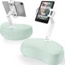 AboveTEK Tablet Pillow Stand for Bed, Hands-Free 360 Adjustable iPad Pillow Holder for Lap Reading w/Soft Bean Bag, Ideal Gift for Mom, Fits 4.7" to 12.9" Tablet, Phone, Kindle - Cyan