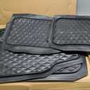 CAR PASS Bling Diamond Rubber Car Mats, Heavy Duty Deep Dish All-Weather Floor Mat Full Set Anti-Slip 3D Rhombus Waterproof Trim to Fit Liner Universal Glitter Sparkly Shining Rhinestone, 3 Pcs Black