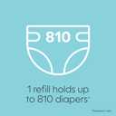 Diaper Genie Jumbo Square Refill, with Continuous Film, can Hold up to 810 Newborn-Sized Diapers per Refill.