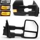 NEYASU Pair Towing Mirrors fit for 2015 2016 2017 2018 2019 2020 Ford F150 Pickup Truck Dynamic Turn Signal Light Power Heated Temperature Sensor Running Light 8 Pin Plug Black Tow Mirrors LH RH